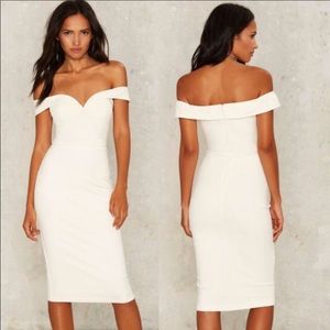Rare London Macy off the shoulder dress in White